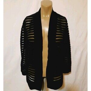 Nipon Boutique 3/4 Sleeve Black Semi Sheer Gothcore Cardigan Large